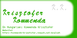 krisztofer kommenda business card